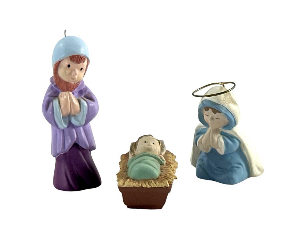 1988 Hallmark Miniature Nativity Holy Family Mary Joseph Jesus 3 Pc Set